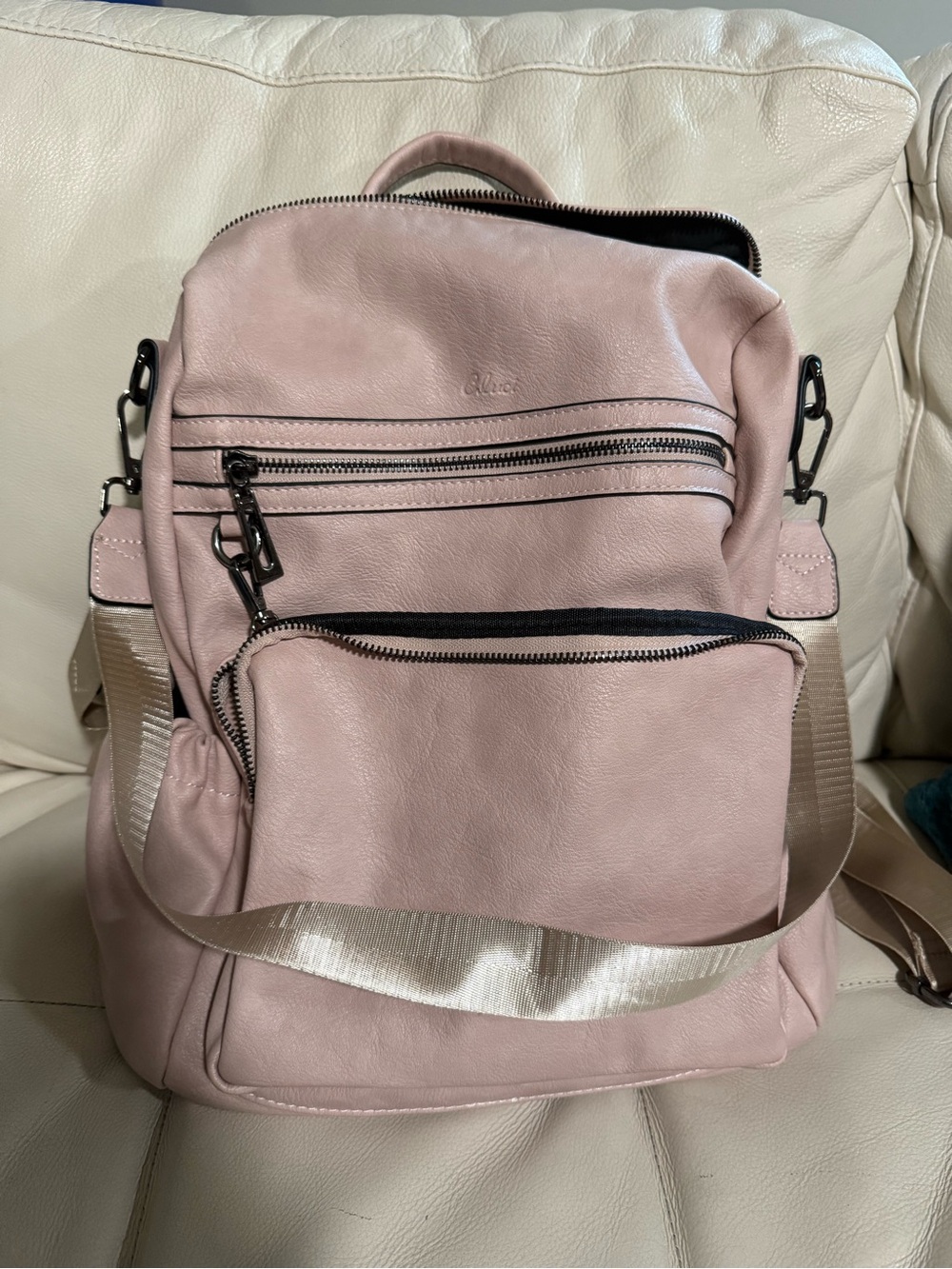 Blush Pink Women's Convertible Backpack - Casual Everyday Bag